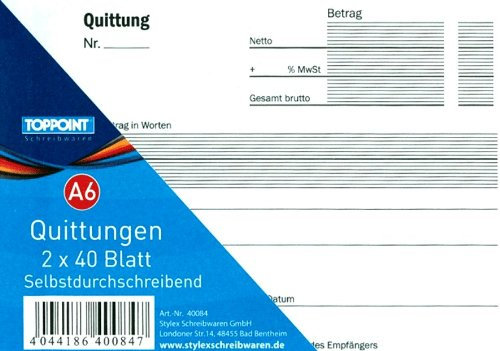 Quittungsbuch DIN A6 2x40 Blatt