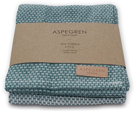 Aspegren Geschirrtuch Waffle Agate Green/Off White 50 x 70 cm im 2 er Set aus 100% Baumwolle