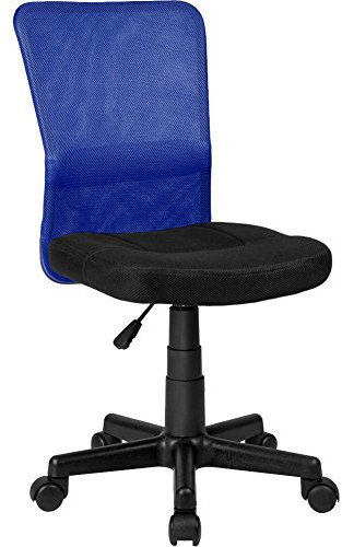 BAKAJI Sedia Scrivania Ufficio Cameretta Girevole in Tessuto Rete Altezza Regolabile con Ruote (Nero Blu)