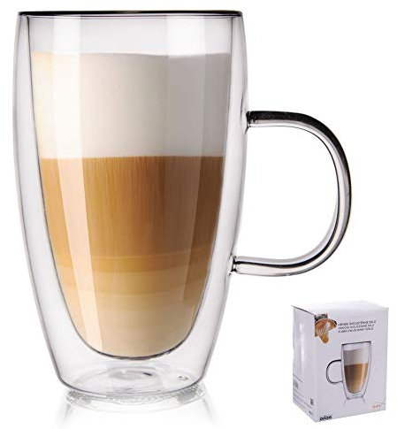 Orion Verre à Double Paroi 110 ML | Verre à Café à Double Paroi | en Verre Thermique pour Café Latte Cappuccino Expresso | Tasses à Café Résistant à la Chaleur | Ø 6 CM