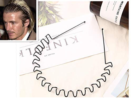 TOSSPER 1x Noir David Beckham Style de métal Noir Homme Bandeaux Hommes Accessoires Cheveux Serre-tête d'onde
