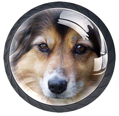 Hund Tiere 4 Stück Kristallglas Möbelgriff Griffe Kleiderschrank Möbelknöpfe Schrank Schublade Knöpfe Türgriffe mit Schraube Beste Festival Geschenk für Kinder 3.5×2.8cm
