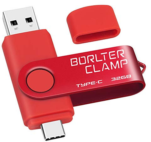 32GB Memoria USB Tipo C, BorlterClamp Doble Unidad Flash (USB C y USB-A 3.0), Type-C OTG Pendrive Memory Stick para Smartphones Android Samsung S10 S8, Huawei Honor, etc., Tableta y Laptop (Rojo)