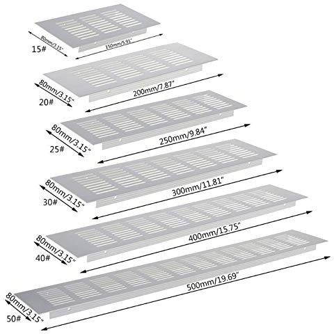 NO LOGO 1pc aleación de Aluminio de la Salida de Aire de la Placa Perforada Web Hoja Rejilla de ventilación de armarios empotrados Armario (tamaño : 25cm)