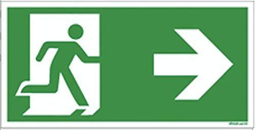 Axppin Notausgang Fluchtweg Schild Aufkleber Folie - Pfeil rechts, Grün, 300 x 150mm, ISO 7010, Wand