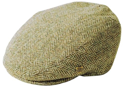 Failsworth Millinery Stornoway Harris Tweed Flat Cap (Latest Version) in Pattern 3397 - Beige, Size: XL (61cm)