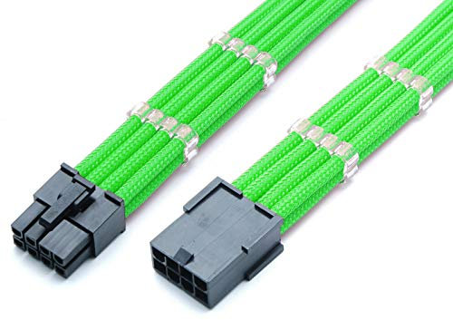 8 Pin PCIE GPU Sleeved Extension Cable 30cm + 2 Cable Combs - Shakmods (Green)