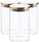 Argon Tableware Scandi Storage Jars with Metallic Gold Lids - 1000ml - 3 Pack - Modern Round Organisation Container Glass Jar for Kitchens, Pantry, Bathrooms, Utility Rooms