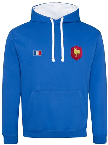 Super Lemon Sweat à capuche France Rugby - Pull unisexe - Équipement de supporter pour les fans de rugby - Vêtements confortables et chauds pour tournoi des Six Nations, bleu, S