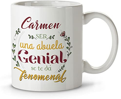 LolaPix Taza Abuela. Regalos Personalizados con Nombre y Texto. Tazas con Frases Originales.Capacidad 330ml cerámica. Fenomenal Rojo