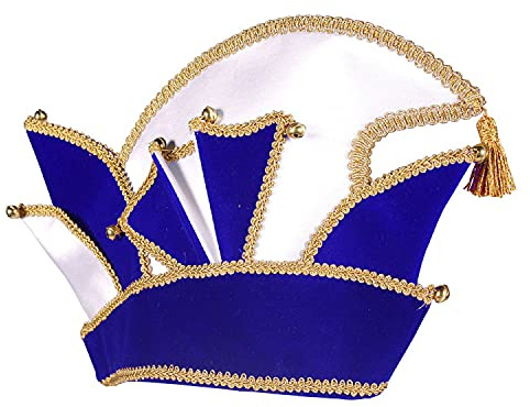 WOOOOZY NEU Hut Komiteemütze Prinzenmütze Samt, Deluxe, blau-Gold, KW 59