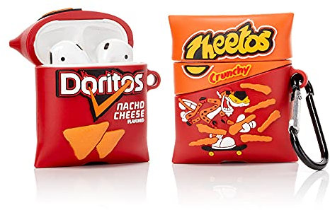 Derhom Silikon Niedliche Lustige Abdeckung Kompatibel mit Apple Airpods Pro[Süßigkeiten-Snacks-Serie][2 Pack] (Doritos/Cheetos)