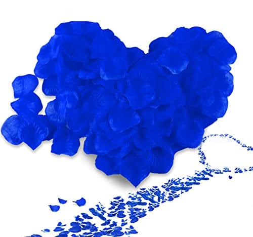 2000 Pcs Pétales de Rose, Pétales de Rose Soie Artificielle Bleu Insipides pour la Saint Valentin Proposition Anniversaires de Mariage Cadeau Anniversaire Occasion Romantique Décoration de Chambre