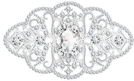 Silberne klare österreichische Swarovski Elements Crystal White Brosche und Anstecknadel mit Schmuckschatulle