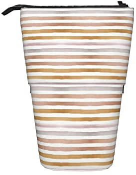 Ahdyr Sunset Ombre Stripe Teleskop-Federmäppchen, Stand-Up-Organizer, Kosmetiktasche, Make-up-Tasche, Schreibwaren, Federmäppchen