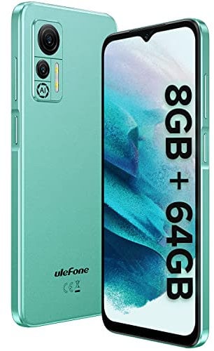 Ulefone SIM-Free & Unlocked Mobile Phones, Up to 8GB RAM 64GB ROM, Note 14 Phone, Android 12, 4G Dual SIM Smartphone, 3-Card Slots, 4500mAh Battery, 13MP Camera, 6.52 inch Screen, UK Version, Green