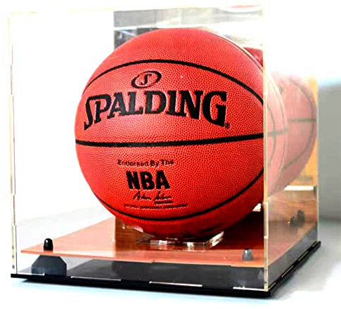 Quadratische Form Basketball Fußball Acryl Vitrine Vitrine Vitrine Holzboden UV-Schutz Sport Vollspiegel Erinnerungsstücke