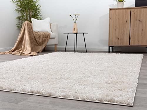 Steffensmeier Hochflor Teppich Vaasa | Shaggy Langflor Teppich | Wohnzimmer, Schlafzimmer, Beige, Größe: 65x130 cm