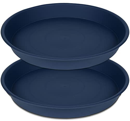 Angde 2 Stück Pflanzen-Untersetzer 35,6 cm, Kunststoff-Pflanzen-Untersetzer, 35,6 cm, rund, Blumentöpfe für drinnen und draußen, Pflanzen-Wasserschale für Pflanzgefäß, 33-38,1 cm (35,6 cm, blau)