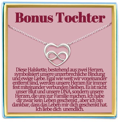 Stieftochter Kette Geschenke von Stiefmama oder Stiefpapa für Bonus Tochter Geschenk Geburtstag Halskette Geschenkideen Muttertag Muttertagsgeschenke Geburtstagesgeschenke Schmuck Damen Frauen