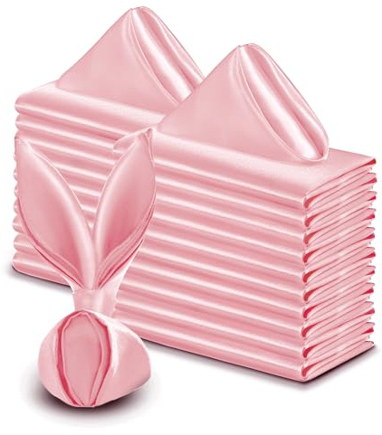 VACVELT Confezione da 50 tovaglioli di raso rosa cipria, 43 x 43 cm, tovaglioli decorativi eleganti da tavola, quadrati, in raso setoso, per ristorante, feste di laurea