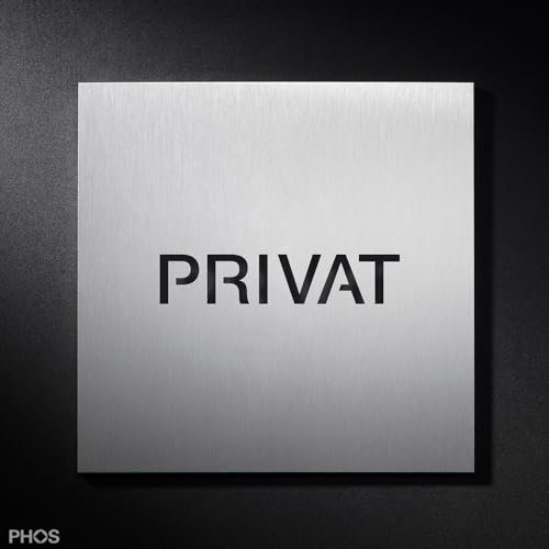 Schild PRIVAT Edelstahl gebürstet, Beschriftungsschild, Piktogrammschild zur Beschriftung - PHOS Design