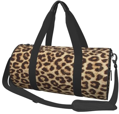 Reisetasche mit Leopardenmuster, Sporttasche, Turnbeutel, großer Druck, Polyester, Schultertasche für Damen und Herren, Schwarz , Einheitsgröße