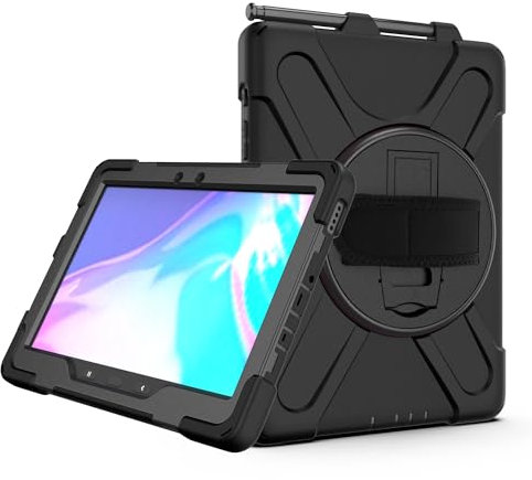 Coque 3 en 1 pour Samsung Galaxy Tab Active4 Pro 2022 T630/T636, résistante aux chutes, à la poussière, aux chocs, support multifonction rotatif à 360 degrés, noir