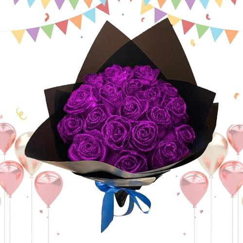 Lyricalist Glitzer-Rosenstrauß – Schimmernde Schaumblumen | Elegante Heimparty-Dekoration, Selbstgemachter Hochzeits-Brautstrauß Für Freundin, Verlobte, Ehefrau, Romantisches Jubiläumsgeschenk