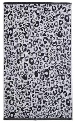 Fusion Handtuch Mit Schwarzem Tierdruck (50 x 90 cm), 100% Baumwolle, Geparden-/Leopardenpfotenabdruck, Safari-Zoo-Tier, Schwarz-Weiß, Klein, Kopfhandtuch