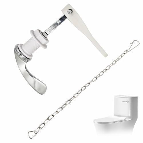 JIADEXIN Toilet Flush Handle Flush Lever Victorian Style Rod Chrome Plated Replacement Metal Handle for Toilet WC Cistern Adjustable Arm Universal Toilet Handles (Flush Handle with Chain)
