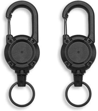 Siliget Heavy Duty Lanyard Badge Reel with 23.6'' Steel Cord, Retractable Keyring for Outdoor - Black