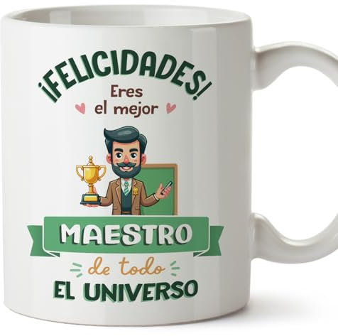 MUGFFINS Tazas para MAESTRO hombre - En Español - Mejor Universo Trofeo - 11 oz / 330 ml - Regalo original y divertido