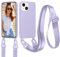 Woijrly Handykette Hülle für iPhone 15 mit Band, Necklace Handyhülle mit Kordel zum Umhängen Verstellbarer Nylon Lanyard, Stoßfest Schutzhülle Weich Silikon Case für iPhone 15 mit Schnur, Gras Lila