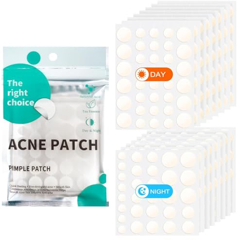 Pimple Patches 528 pièces, Hydrocolloïde Acné Patch, Invisible Naturel Patch Bouton, Utilisation de Jour et de Nuit, 2 en 1, Avec Huile De Tea Tree Et Acide Salicylique 4 tailles (8/10/13/15 mm)