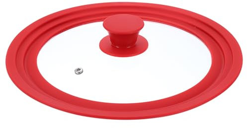 sourcing map 1Pcs Universal Lid for Pot Fit 8.5, 9.5, 10 Inch Diameter Cookware, Replacement Pan Lids with Heat Resistant Silicone Rim, Steam Vent Pan Lid for Pots, Frying Pans, Skillets, Red