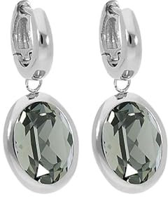 Qudo Creolen TIVOLA small silber Ohrringe aus Edelstahl (black diamond)