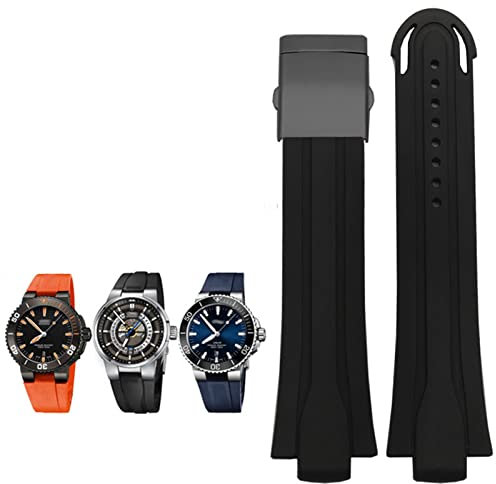 QTYQWC 24mm * 12mm Lug End Gummi Wasserdichtes Armband Für Oris Armband Silikon-uhrenarmband Edelstahl Faltschließe