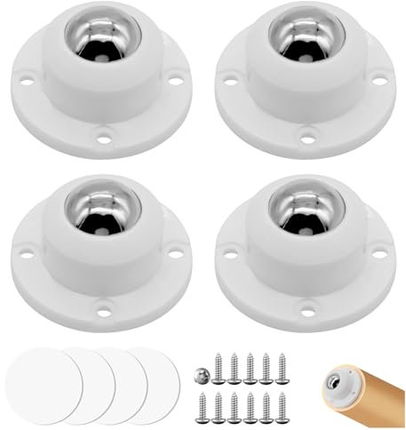 ZHIYUQL 4 Stück Möbelrollen Schwerlast Kugelrollen für Möbel Selbstklebendes 360 Grad Rollen für Möbel Aufbewahrungsboxen Mülleimer Kleinmöbel (Weiß)