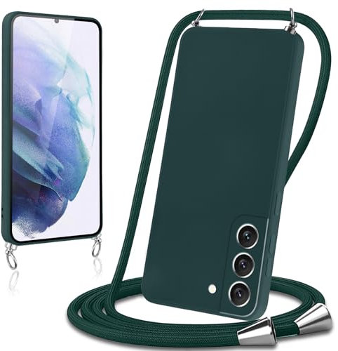 Knrlqim Handyband für Samsung Galaxy S21 5G Hülle mit Band Liquid Silikon Necklace Handyhülle mit Abnehmbar Kordel Schutzhülle zum Umhängen Stoßfest Case Cover für Samsung S21 5G 6,2,Grün