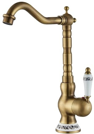 Wasserhahn Bad Hoch Antik Messing Waschtischarmatur,Waschbeckenarmatur 360 ° Drehbarer Auslauf,Waschtischarmatur für Bad Waschbecken Armatur Einhebelmischer Waschtisch