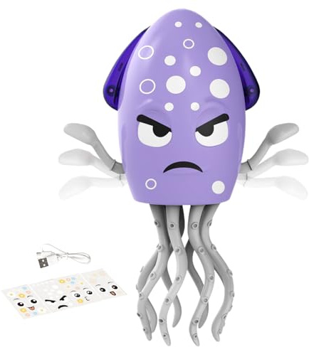 TocaFeank Tintenfisch Spielzeug - Tanzender Tintenfisch Musikspielzeug | Interaktiver Wackelroboter Mit Licht Und Musik Für Kinder 0-6 Jahre Sinnesentwicklung Kindergarten Zuhause Mädchen