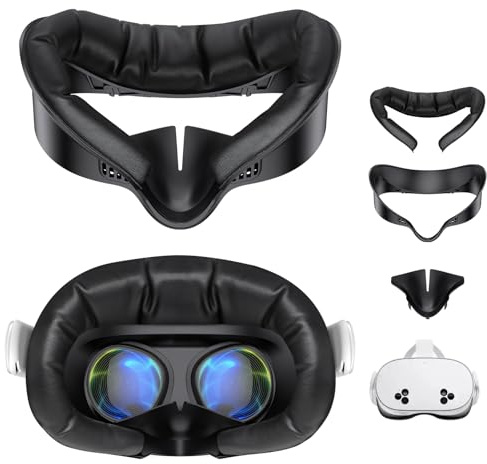 for Meta/Oculus Quest 3S Face Pad Cover with Nose Pad | Soft PU Leather Foam Cushion Pad Air-Circulation Design Facial Interface Accessories Replacement (Not Fit Quest 3)