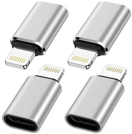 USB C auf Lightning Adapter für iPhone 14 13 12 11 Pro Max i-Pad, 4 Stück Lightning auf USB C Adapter Typ C iPhone Adapter Unterstützt Schnelles Laden/Datenübertragung, Nicht für Kopfhörer/Audio/OTG