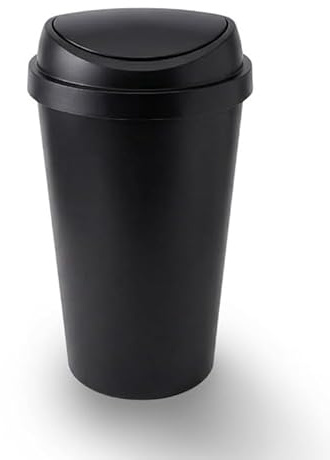 ORGANIZED 60L Touch Top Bin, Large Plastic Kitchen Waste Bin with Push Lid, for Home, Office & Utility Room (Black)