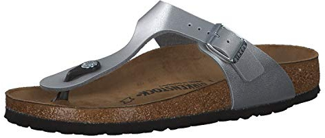 Birkenstock Gizeh Birko-Flor, Style-No. 43853, Unisex Thong Sandals, Silver, EU 41, slim width