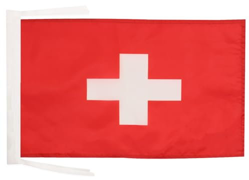 BANDERA de SUIZA 45x30cm - BANDERINA SUIZA 30 x 45 cm cordeles - AZ FLAG