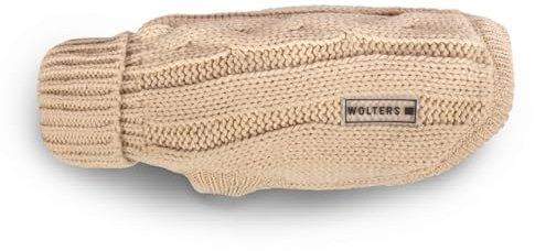 Wolters | Zopf-Strickpullover für Mops&Co in Beige | Rückenlänge 30 cm