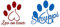 ***NEU Folienaufkleber-Sticker-Wandtattoo**** - Tier/Hunde Pfote HERZ und Ihrem WUNSCHTEXT - Größen u. Farbauswahl