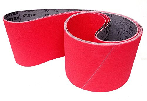 VSM Schleifband XK870X – 150 x 1220 mm – Körnung P80 – 3 Stück – aggressives Keramikkorn für Metall Edelstahl – reißfeste robuste Gewebeunterlage – wasserfest – Profi-Schleifbänder für Bandschleifer